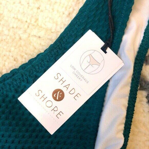 NWT Shade & Shore Textured Cheeky Bikini Bottoms XL Green - Picture 3 of 6